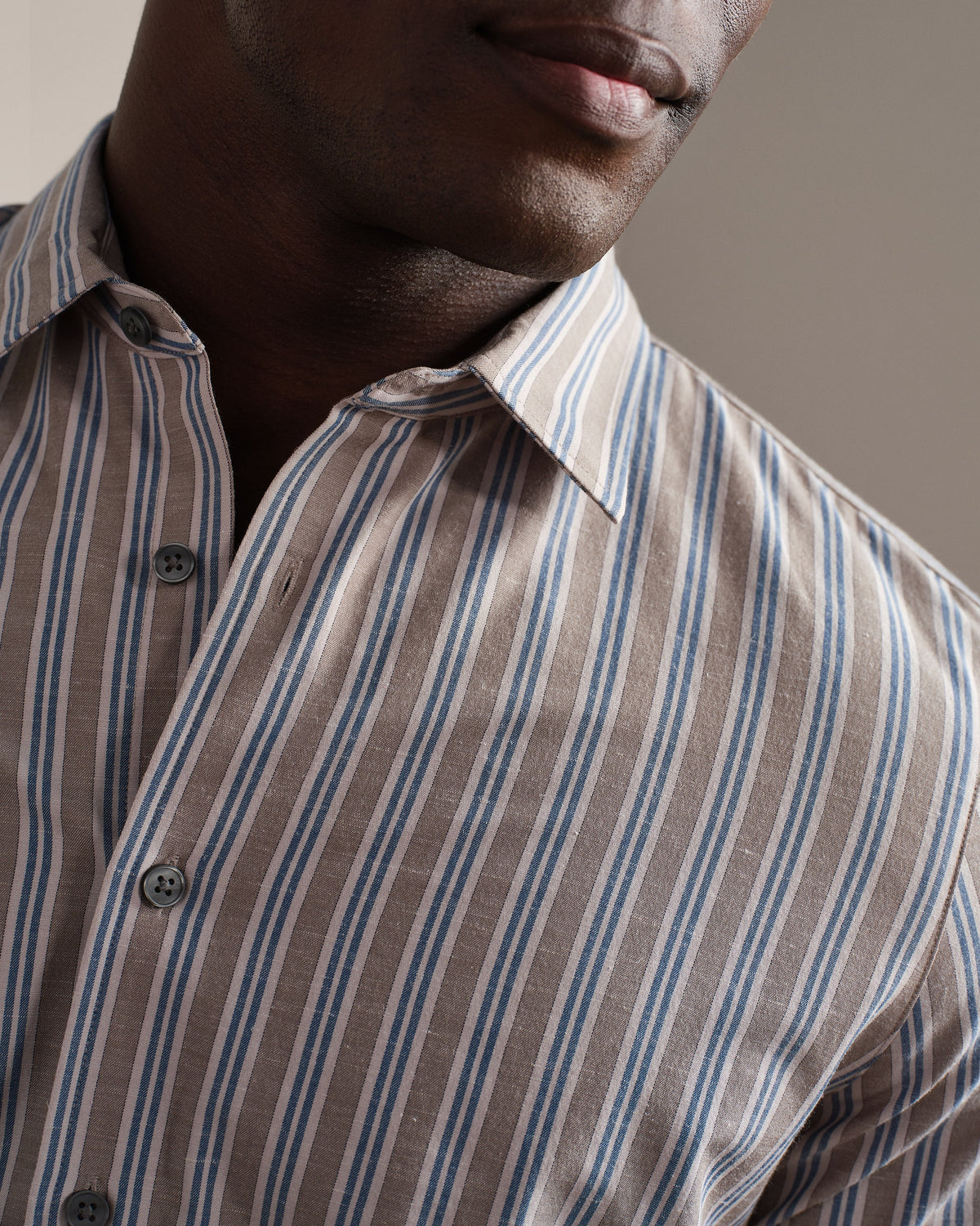 Teak Brown Vintage Stripe