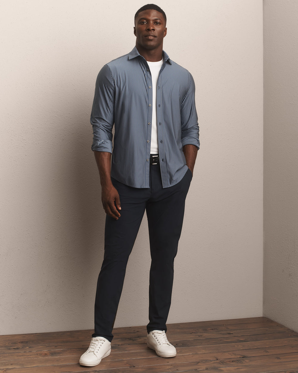 Navy/Gray Ticking Stripe - Back