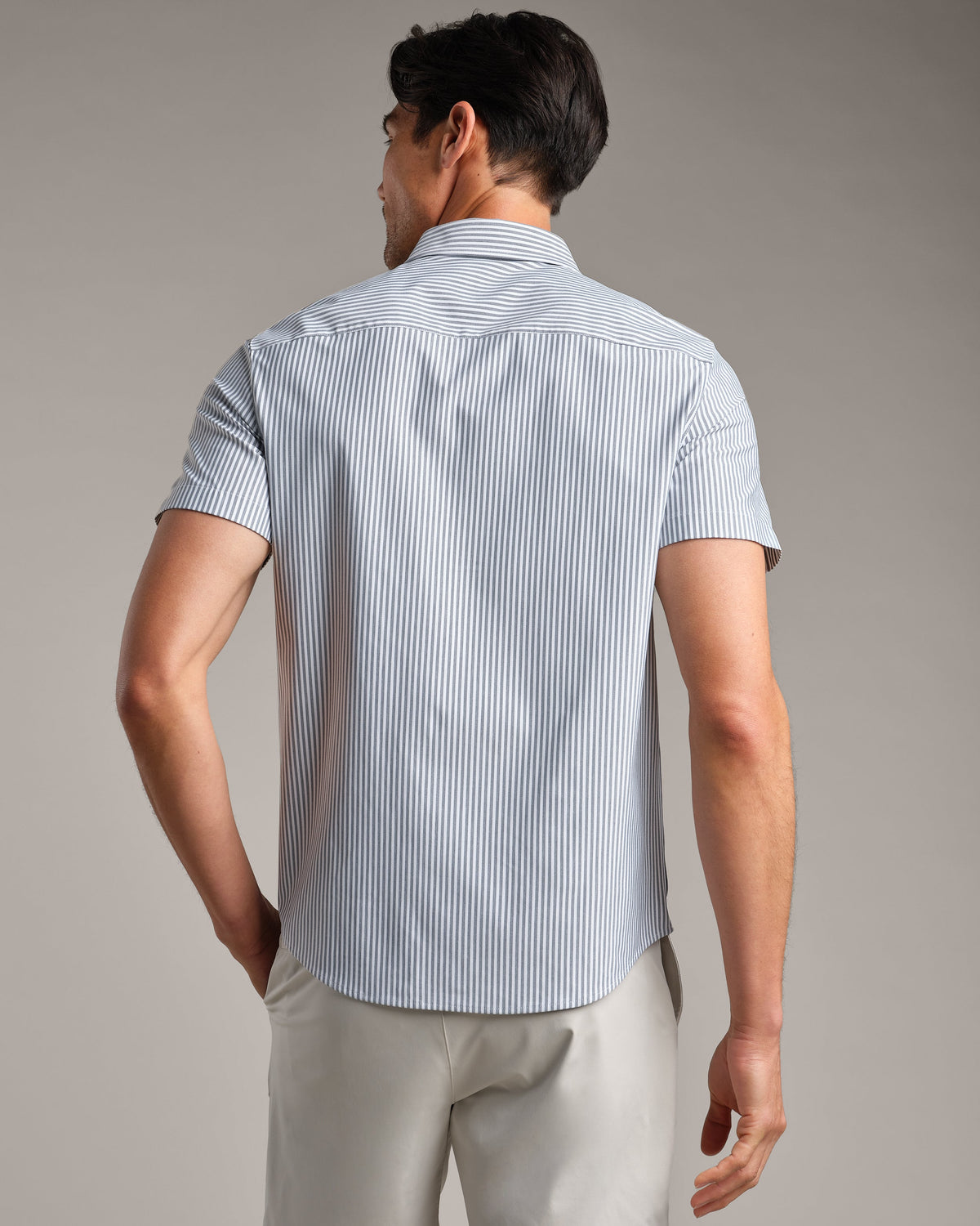 Gray Linen Wide Stripe