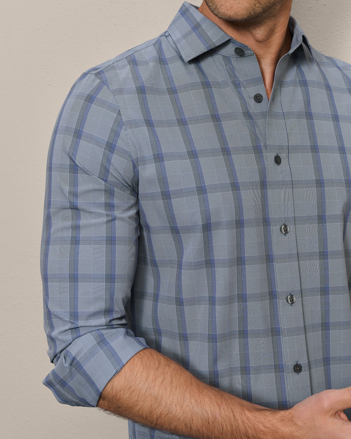Vintage Indigo Herringbone Plaid