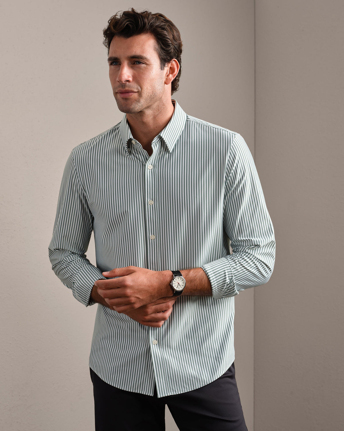 Fern Green Ticking Stripe - Front