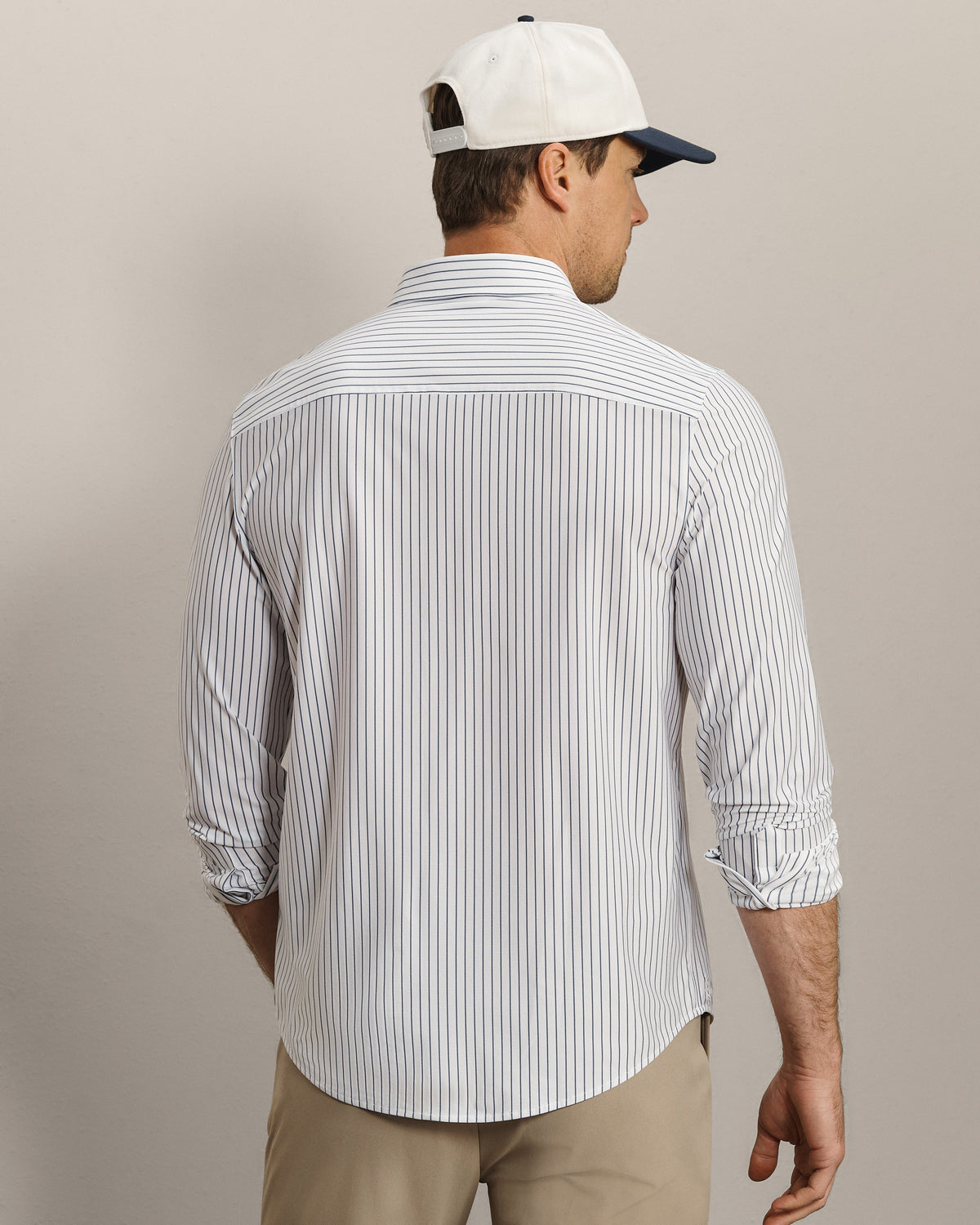 White/Navy Pinstripe