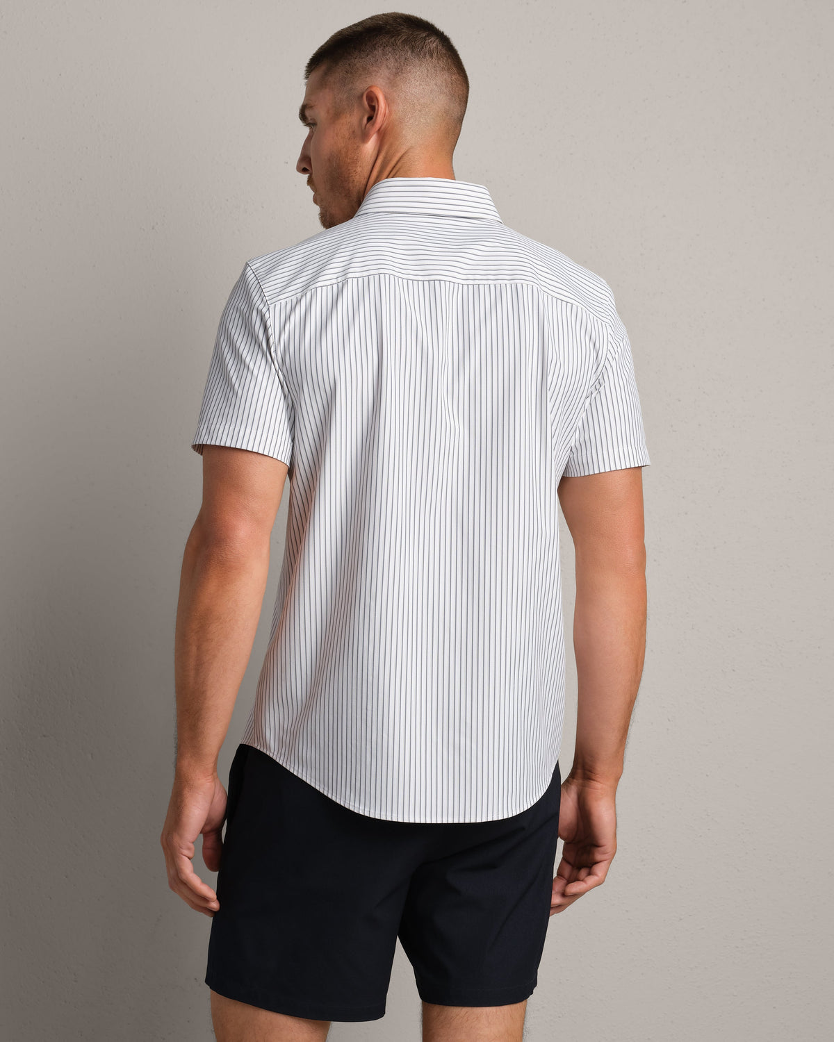 White/Navy Pick Stitch Stripe