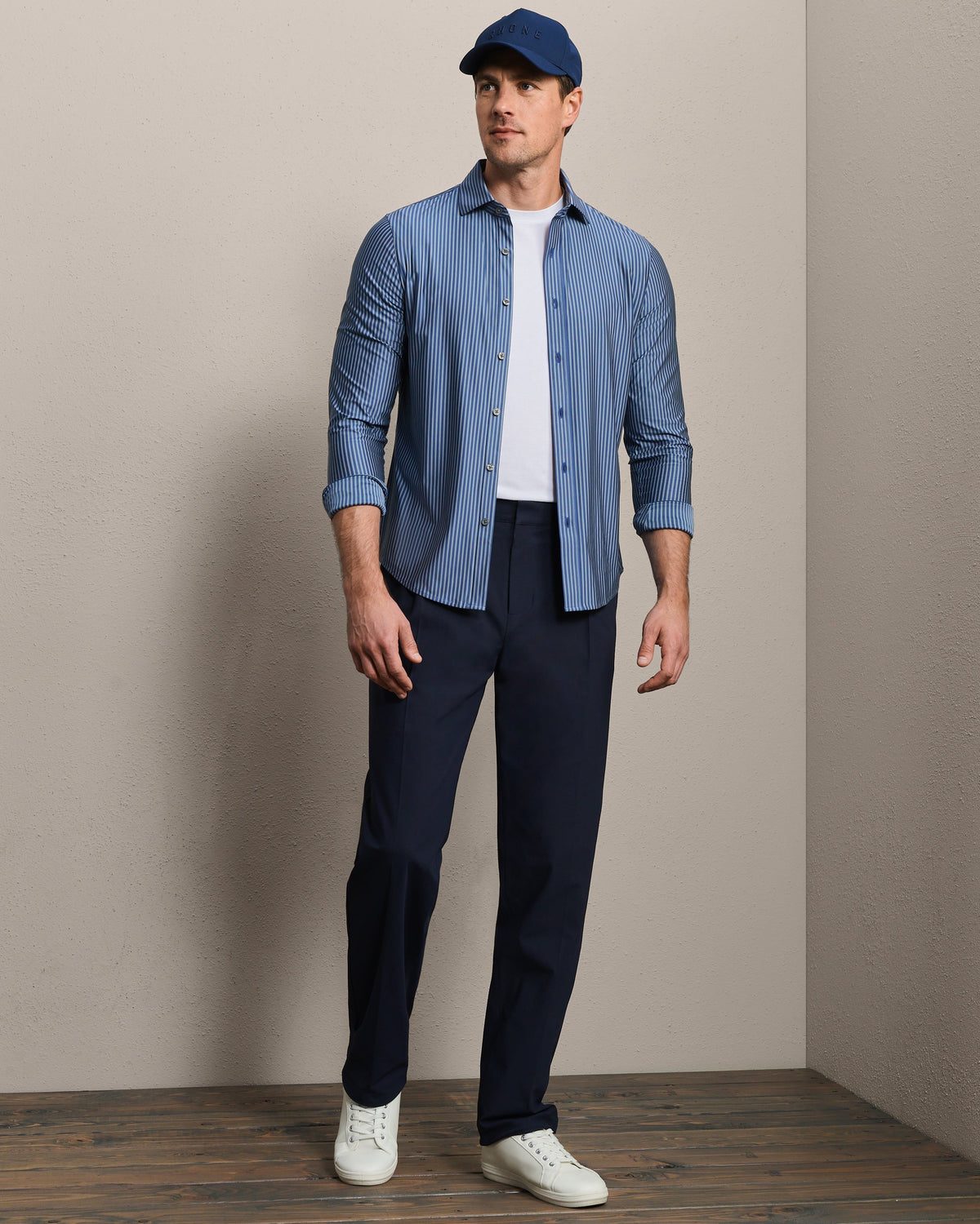 Navy/Gray Ticking Stripe - Back