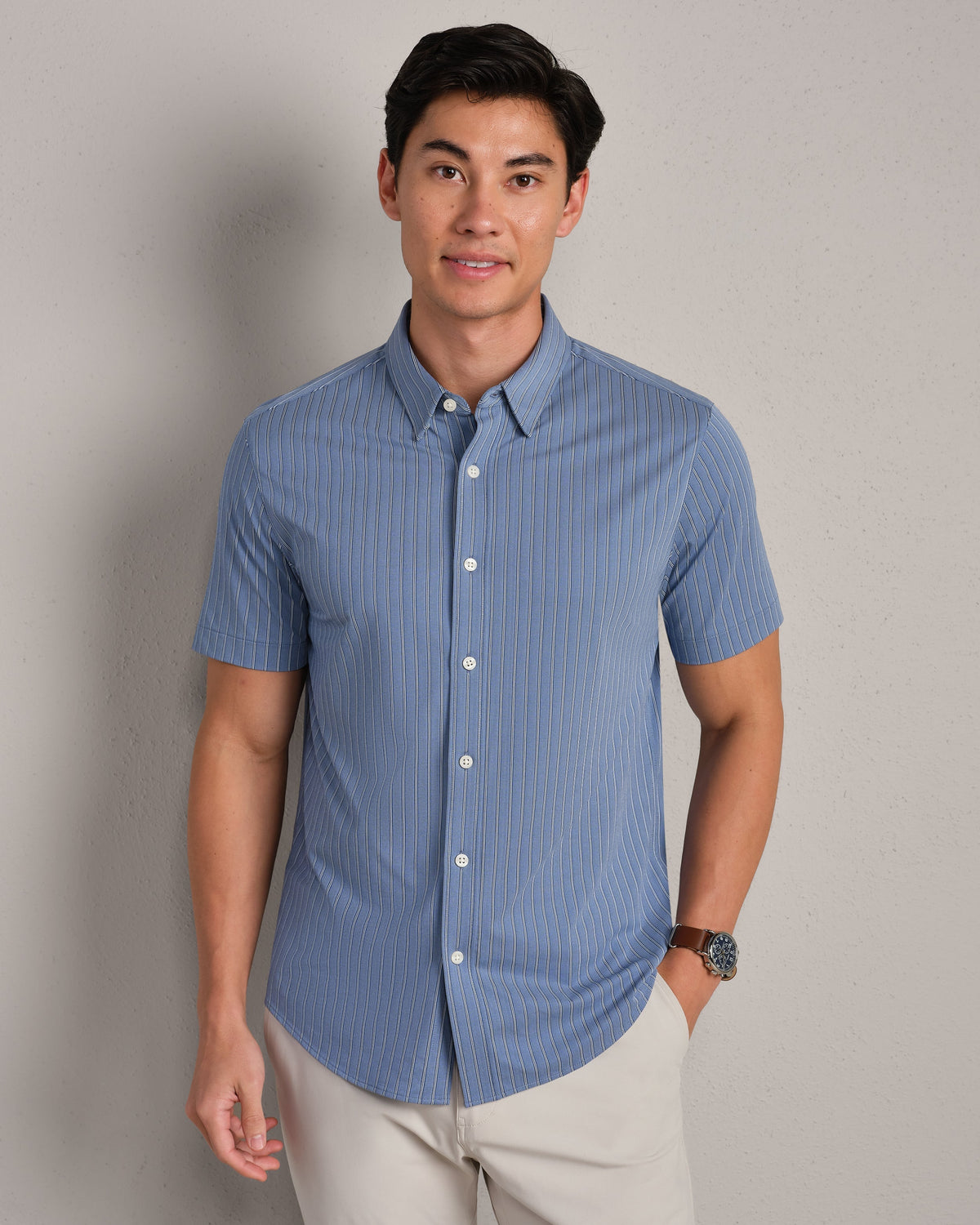 Shale Blue Washed Stripe - Front