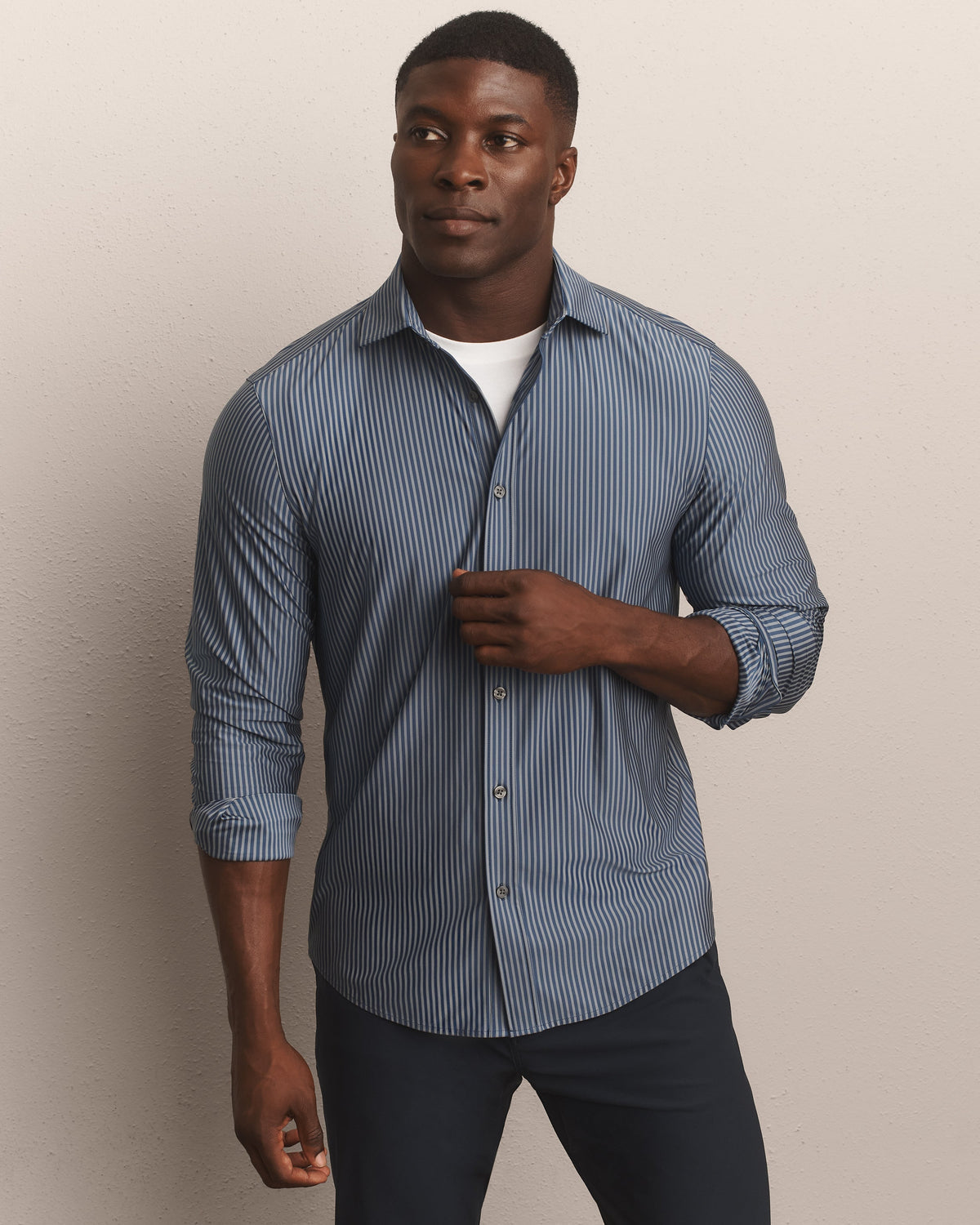 Navy/Gray Ticking Stripe - Front