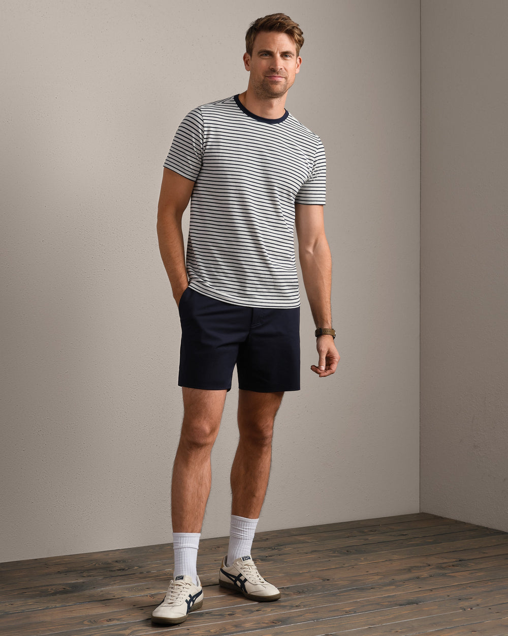 White Onyx/True Navy Stripe - Back