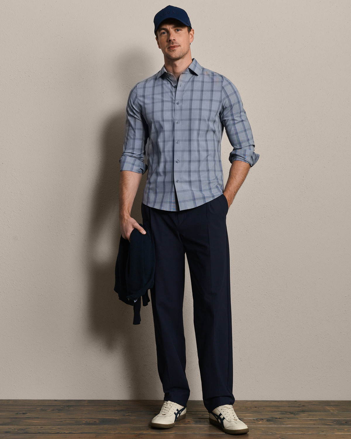 Vintage Indigo Herringbone Plaid - Back